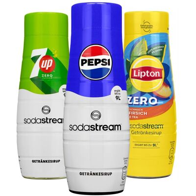 Syrop do napojów SODASTREAM 7UP ZERO PEPSI LIPTON, 3 szt. - 440 ml koncentrat bez cukru gazowana woda smakowa napój Syrop do napojów SODASTREAM 7UP ZERO PEPSI LIPTON, 3 szt. - 440 ml koncentrat bez cukru gazowana woda smakowa napój