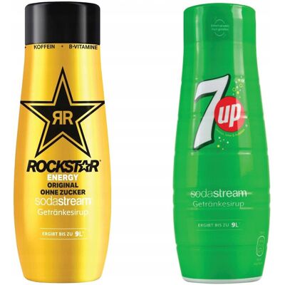 Syrop do saturatora SODASTREAM Rockstar Energy Zero i 7UP, 2 szt. - 440 ml koncentrat napoju gazowanego bez cukru z kofeiną Syrop do saturatora SODASTREAM Rockstar Energy Zero i 7UP, 2 szt. - 440 ml koncentrat napoju gazowanego bez cukru z kofeiną