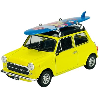 Welly Mini Cooper 1300 Żółty Z Deską 1:24 22496 Welly Mini Cooper 1300 Żółty Z Deską 1:24 22496