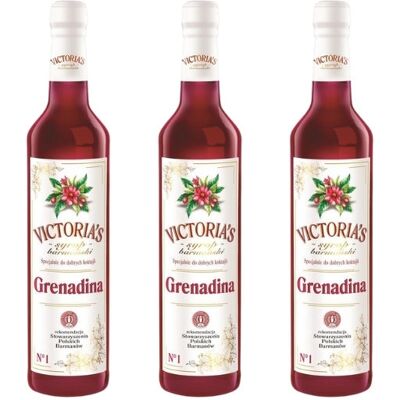 Victoria Zestaw 3 x Syrop barmański do drinków GRENADINA 490 ml Victoria Zestaw 3 x Syrop barmański do drinków GRENADINA 490 ml