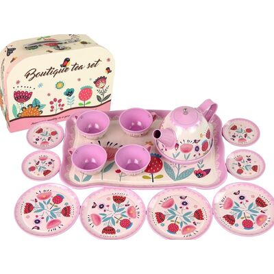 Lean Toys Zestaw Do Herbaty Kawy W Kuferku Talerzyki Wzory Różowy + 15 Elementów Lean Toys Zestaw Do Herbaty Kawy W Kuferku Talerzyki Wzory Różowy + 15 Elementów
