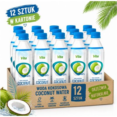 12x Vita Woda Kokosowa 100% 12x 500ml Naturalne Nawodnienie Bez Cukru 12x Vita Woda Kokosowa 100% 12x 500ml Naturalne Nawodnienie Bez Cukru
