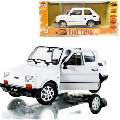 Fiat 126p Maluch Prl Auto Model Samochodu W Skali 1:21 Biały Welly Fiat 126p Maluch Prl Auto Model Samochodu W Skali 1:21 Biały Welly
