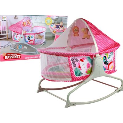 Lean Toys Łóżeczko Bujaczek 2w1 Mata + Dźwięki I Wibracje Różowa Lean Toys Łóżeczko Bujaczek 2w1 Mata + Dźwięki I Wibracje Różowa