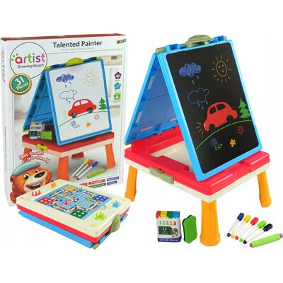 Lean Toys Tablica 3w1 Magnetyczno -Kredowa, Stolik Do Gier Niebieska Lean Toys Tablica 3w1 Magnetyczno -Kredowa, Stolik Do Gier Niebieska