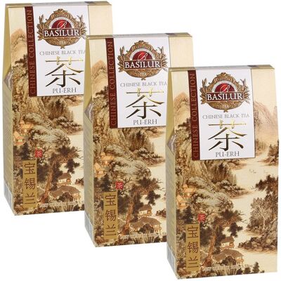 BASILUR Chinese Black Tea - Pu Erh Tea Chińska czerwona herbata o wędzonym smaku i aromacie 100 g x3 BASILUR Chinese Black Tea - Pu Erh Tea Chińska czerwona herbata o wędzonym smaku i aromacie 100 g x3