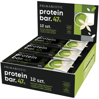 BATON PROTEINOWY PROTEIN BAR PRIMABIOTIC Matcha z Wanilią 12 szt Białko BATON PROTEINOWY PROTEIN BAR PRIMABIOTIC Matcha z Wanilią 12 szt Białko