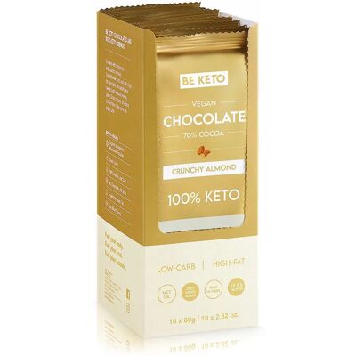 BeKeto Wegańska Keto Czekolada z olejem MCT chrupiący migdał 80g x10 BeKeto Wegańska Keto Czekolada z olejem MCT chrupiący migdał 80g x10