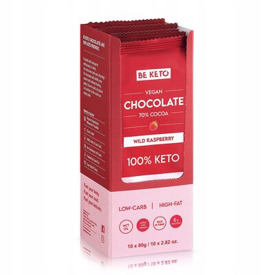 BeKeto Wegańska Keto Czekolada z olejem MCT Dzika Malina 80g x10 BeKeto Wegańska Keto Czekolada z olejem MCT Dzika Malina 80g x10