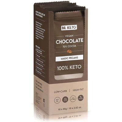 BeKeto Wegańska Keto Czekolada z olejem MCT orzech pekan 80g x10 BeKeto Wegańska Keto Czekolada z olejem MCT orzech pekan 80g x10