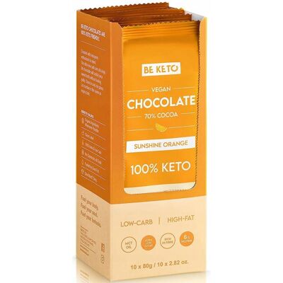 BeKeto Wegańska Keto Czekolada z Olejem MCT Słoneczna Pomarańcza 80g x10 BeKeto Wegańska Keto Czekolada z Olejem MCT Słoneczna Pomarańcza 80g x10