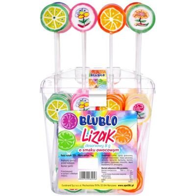 Inny producent BUBLO lizak deseniowy o samku owocowym 125x8g Inny producent BUBLO lizak deseniowy o samku owocowym 125x8g