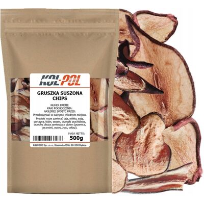 CHIPSY GRUSZKOWE 500g Chrupiące suszone naturalna przekąska jakość Kol-Pol CHIPSY GRUSZKOWE 500g Chrupiące suszone naturalna przekąska jakość Kol-Pol