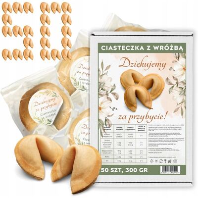 Magia Ciast Ciasteczka z Wróżbą dla gości Podziękowanie za Przybycie Magia Losu 50 szt Magia Ciast Ciasteczka z Wróżbą dla gości Podziękowanie za Przybycie Magia Losu 50 szt