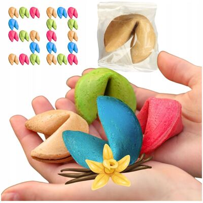 Magia Ciast CIASTECZKA Z WRÓŻBĄ Podziękowania na WESELE URODZINY Kolorowe MIX 50 sztuk Magia Ciast CIASTECZKA Z WRÓŻBĄ Podziękowania na WESELE URODZINY Kolorowe MIX 50 sztuk