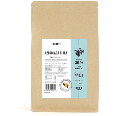 Czekolada biała belgijska w dropsach 29% 1kg Tortino Czekolada biała belgijska w dropsach 29% 1kg Tortino