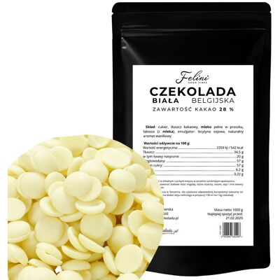 Inny producent Felini czekolada biała belgiska 28% 1kg Inny producent Felini czekolada biała belgiska 28% 1kg