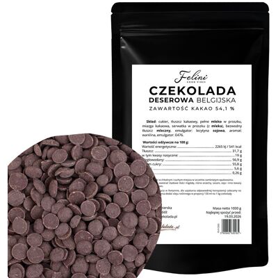 Inny producent Felini czekolada deserowa belgiska 54,9% 1kg Inny producent Felini czekolada deserowa belgiska 54,9% 1kg