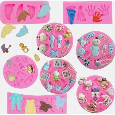 Inny producent Foremek Zestaw Silikonowych 8 Sztuk Ciasto Czekolada Fondant Babys Inny producent Foremek Zestaw Silikonowych 8 Sztuk Ciasto Czekolada Fondant Babys