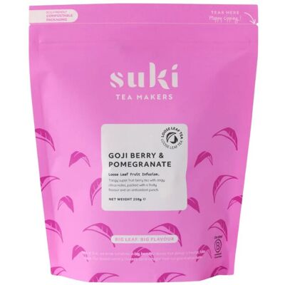 Herbata owocowa goji granat Suki Tea 250 g sypana bez kofeiny jabłko mango Herbata owocowa goji granat Suki Tea 250 g sypana bez kofeiny jabłko mango