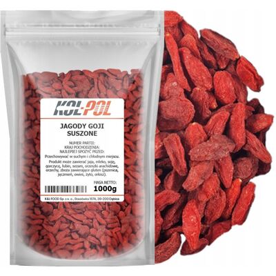 JAGODY GOJI 1kg Suszone owoce na słońcu naturalne wysoka jakość Kol-Pol JAGODY GOJI 1kg Suszone owoce na słońcu naturalne wysoka jakość Kol-Pol