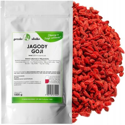 gorzkoislodko Jagody Goji Suszone Naturalnie Super Jakość 1Kg gorzkoislodko Jagody Goji Suszone Naturalnie Super Jakość 1Kg