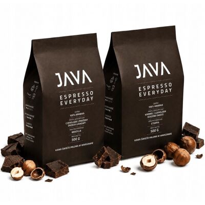 Java Coffee Espresso Everyday – Kawa Ziarnista 100% Arabika Ziarno - 2 × 500 G Java Coffee Espresso Everyday – Kawa Ziarnista 100% Arabika Ziarno - 2 × 500 G