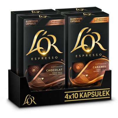 Kapsułki do Nespresso L'OR Espresso 2x10 szt Caramel, 2x10 szt Chocolat 40 Kapsułki do Nespresso L'OR Espresso 2x10 szt Caramel, 2x10 szt Chocolat 40