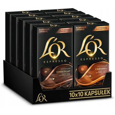 Kapsułki do Nespresso L'OR Espresso 5x10 szt Caramel, 5x10 szt Chocolat Kapsułki do Nespresso L'OR Espresso 5x10 szt Caramel, 5x10 szt Chocolat