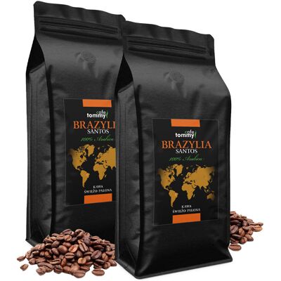 Tommy Cafe Kawa Brazylia Santos Pakiet 2kg W Extra Cenie! Tommy Cafe Kawa Brazylia Santos Pakiet 2kg W Extra Cenie!