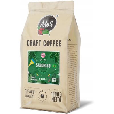 Mott Coffee Kawa Ziarnista 1kg Brazylia Świeżo Palona 100% Arabica Saboriso Do Ekspresu Mott Coffee Kawa Ziarnista 1kg Brazylia Świeżo Palona 100% Arabica Saboriso Do Ekspresu