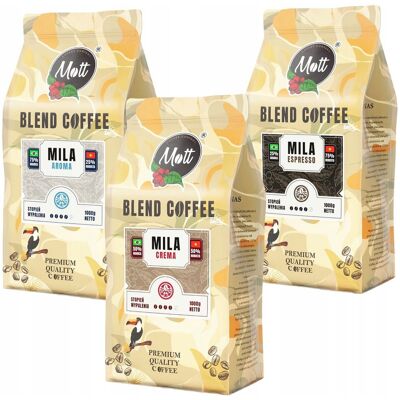 Mott Coffee Kawa Ziarnista 3kg Zestaw Arabica Robusta Aroma Crema Espresso Pod Ekspres Mott Coffee Kawa Ziarnista 3kg Zestaw Arabica Robusta Aroma Crema Espresso Pod Ekspres