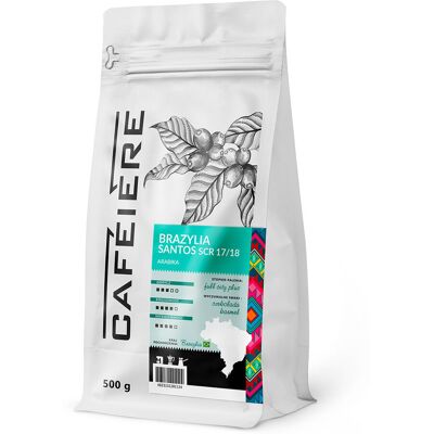 Leader Coffee Kawa ziarnista CAFEIERE Arabica Brazylia Santos scr 17/18, 500 g Leader Coffee Kawa ziarnista CAFEIERE Arabica Brazylia Santos scr 17/18, 500 g