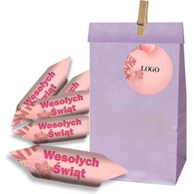 Candy KRÓWKI reklamowe Z LOGO w torebkach fioletowych 50kpl projekt ekspresowo Candy KRÓWKI reklamowe Z LOGO w torebkach fioletowych 50kpl projekt ekspresowo