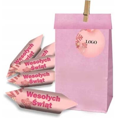 Candy KRÓWKI reklamowe Z LOGO w torebkach różowych 50kpl projekt ekspresowo Candy KRÓWKI reklamowe Z LOGO w torebkach różowych 50kpl projekt ekspresowo