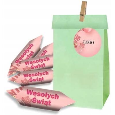 Candy KRÓWKI reklamowe Z LOGO w torebkach zielonych 50kpl projekt ekspresowo Candy KRÓWKI reklamowe Z LOGO w torebkach zielonych 50kpl projekt ekspresowo