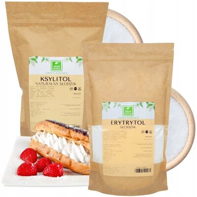 Green Essence Ksylitol + Erytrytol 2x 1kg mix SŁODZIK zamiennik CUKRU erytrol XSYLITOL Green Essence Ksylitol + Erytrytol 2x 1kg mix SŁODZIK zamiennik CUKRU erytrol XSYLITOL