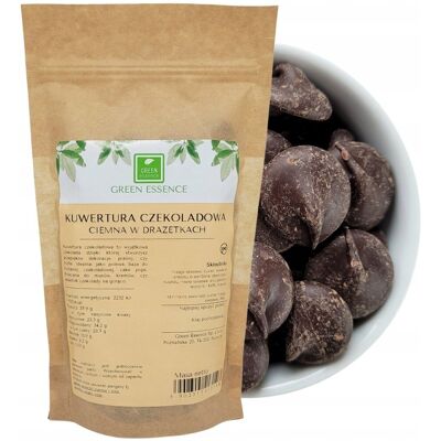Green Essence Kuwertura Czekolada DESEROWA Ciemna polewa 500g do dekoracji i wypieków Green Essence Kuwertura Czekolada DESEROWA Ciemna polewa 500g do dekoracji i wypieków