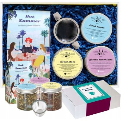 Cup&You Letni Box Prezentowy Hot Summer - Zestaw Letnich Herbat Z Zaparzaczem, Herbaty: Rooibos Słodki Aloes , Ziołowa Fresh Kisses , Owocowa Gorzka Lemoniada Cup&You Letni Box Prezentowy Hot Summer - Zestaw Letnich Herbat Z Zaparzaczem, Herbaty: Rooibos Słodki Aloes , Ziołowa Fresh Kisses , Owocowa Gorzka Lemoniada