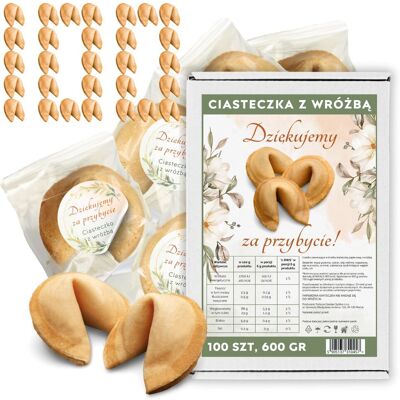 Magia Ciasteczka szczęścia z Wróżbą dziękuję Chińskie Ciastka 100 szt Magia Ciasteczka szczęścia z Wróżbą dziękuję Chińskie Ciastka 100 szt