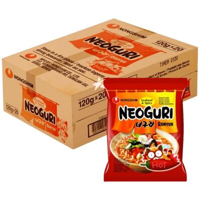 Inny producent Makaron instant NongShim Neoguri Ramyun z owocami morza HOT 20 x 120 g - z Korei, szybki obiad, pikantny bulion Inny producent Makaron instant NongShim Neoguri Ramyun z owocami morza HOT 20 x 120 g - z Korei, szybki obiad, pikantny bulion