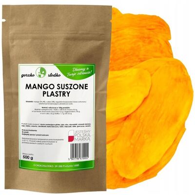 gorzkoislodko Mango Suszone Plastry Z Dodatkiem Cukru Słodka Przekąska 500G gorzkoislodko Mango Suszone Plastry Z Dodatkiem Cukru Słodka Przekąska 500G
