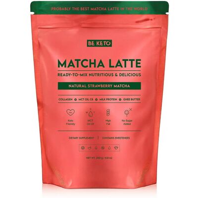 Matcha Latte Naturalna Truskawka 250g - BeKeto Matcha Latte Naturalna Truskawka 250g - BeKeto