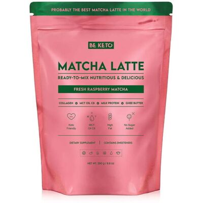Matcha Latte Świeża Malina 250g - BeKeto Matcha Latte Świeża Malina 250g - BeKeto