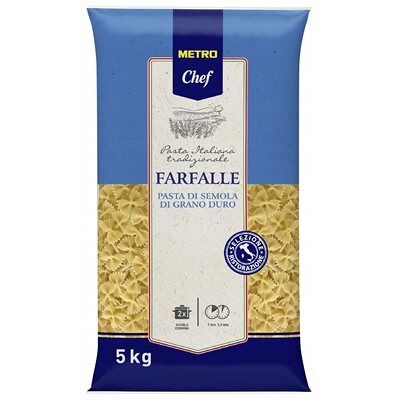 Metro Chef Makaron Farfalle 5 kg Idealny do sałatek i dań na ciepło Metro Chef Makaron Farfalle 5 kg Idealny do sałatek i dań na ciepło