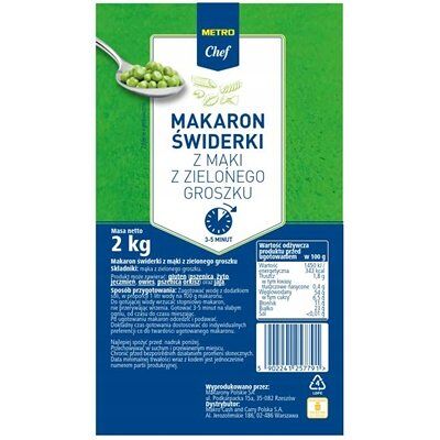 Metro Chef Makaron świderki z zielonego groszku 2 kg Metro Chef Makaron świderki z zielonego groszku 2 kg