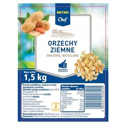 Metro Chef Orzechy ziemne smażone niesolone 1,5 kg Metro Chef Orzechy ziemne smażone niesolone 1,5 kg