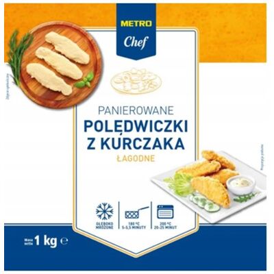 Metro Chef Panierowane polędwiczki z kurczaka łagodne mrożone 1 kg Metro Chef Panierowane polędwiczki z kurczaka łagodne mrożone 1 kg