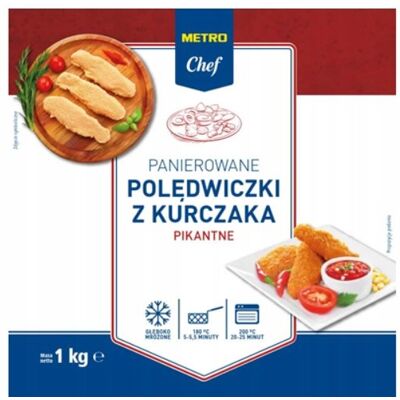 Metro Chef Panierowane polędwiczki z kurczaka pikantne mrożone 1 kg Metro Chef Panierowane polędwiczki z kurczaka pikantne mrożone 1 kg