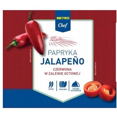 Metro Chef Papryka jalapeno czerwona w zalewie octowej 2,95 kg Metro Chef Papryka jalapeno czerwona w zalewie octowej 2,95 kg